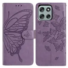 Motorola Moto G56 5G Fodral Fj&auml;ril Tryck Lila