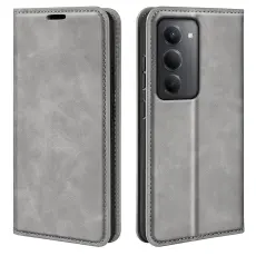 Xiaomi Redmi 15 Fodral Skin Touch L&auml;der Gr&aring;