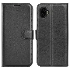 AMORUS Samsung Galaxy Xcover 7 Pro Fodral Litchi Läder Svart