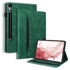 Galaxy Tab S11/S10 Lite/S10 FE/S9/S9 FE/S8/S7 Fodral Läder Grön