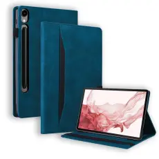 Galaxy Tab S11/S10 Lite/S10 FE/S9/S9 FE/S8/S7 Fodral Läder Blå