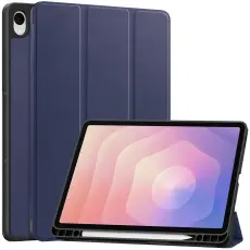 Samsung Galaxy Tab S11 Fodral Tri-Fold Läder Mörk Blå