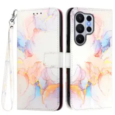 Samsung Galaxy S26 Ultra Fodral L&auml;der Marmor Vit