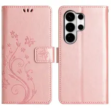 Samsung Galaxy S26 Ultra Fodral Med Blommigt Tryck Ros&eacute;guld