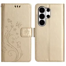 Samsung Galaxy S26 Ultra Fodral Med Blommigt Tryck Guld