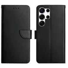 Samsung Galaxy S26 Ultra Fodral &Auml;kta L&auml;der Svart