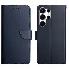 Samsung Galaxy S26 Ultra Fodral &Auml;kta L&auml;der Bl&aring;