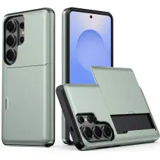 Samsung Galaxy S26 Ultra Skal Hybrid Med Kortfack Gr&ouml;n