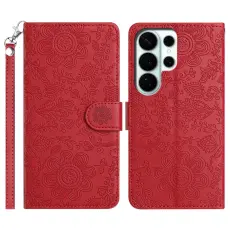 Samsung Galaxy S26 Ultra Fodral Med Blommigt Tryck R&ouml;d