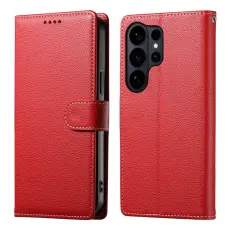 Samsung Galaxy S26 Ultra Pl&aring;nboksfodral L&auml;der R&ouml;d