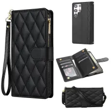 Samsung Galaxy S26 Ultra Fodral Rhombus L&auml;der Svart