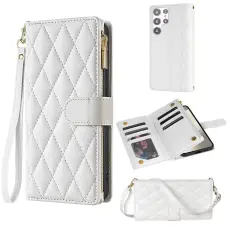 Samsung Galaxy S26 Ultra Fodral Rhombus L&auml;der Vit