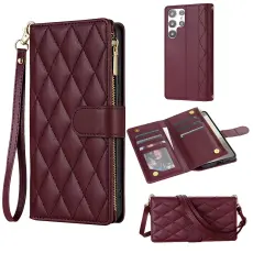 Samsung Galaxy S26 Ultra Fodral Rhombus L&auml;der Vinr&ouml;d