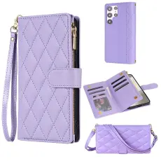 Samsung Galaxy S26 Ultra Fodral Rhombus L&auml;der Lila