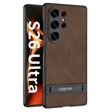 GKK Samsung Galaxy S26 Ultra Skal Kickstand L&auml;der Brun