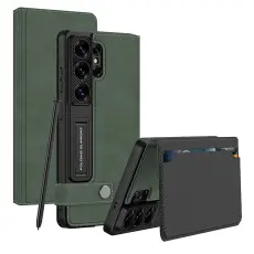 GKK Samsung Galaxy S26 Ultra Fodral Kickstand L&auml;der Gr&ouml;n