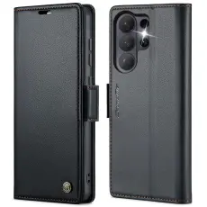 CASEME Samsung Galaxy S26 Ultra Fodral RFID L&auml;der Svart