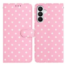 Samsung Galaxy S26 Plus Fodral Polka Dot L&auml;der Rosa/Vit