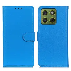 Motorola Edge 70 Fodral Litchi L&auml;der Bl&aring;