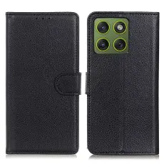 Motorola Edge 70 Fodral Litchi L&auml;der Svart