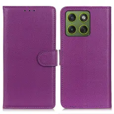 Motorola Edge 70 Fodral Litchi L&auml;der Lila