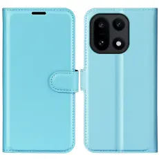 OnePlus 15 Fodral Litchi L&auml;der Bl&aring;