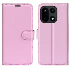 OnePlus 15 Fodral Litchi L&auml;der Ljus Rosa