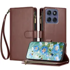 Motorola Edge 70 Fodral Multifunktionellt L&auml;der Brun