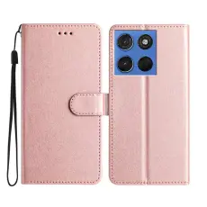 Motorola Edge 70 Fodral L&auml;der Ros&eacute;guld