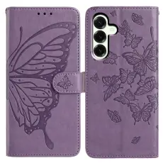 Samsung Galaxy A57 5G Fodral Med Fj&auml;ril Tryck Lila