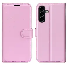 Samsung Galaxy A57 5G Fodral Litchi L&auml;der Ljus Rosa