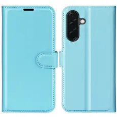 Samsung Galaxy A37 5G Fodral Litchi L&auml;der Bl&aring;