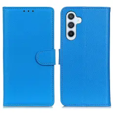 Samsung Galaxy A37 5G Fodral Litchi L&auml;der Bl&aring;