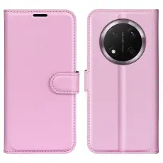 Honor Magic7 Lite Fodral Litchi L&auml;der Ljus Rosa