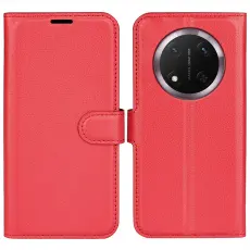 Honor Magic7 Lite Fodral Litchi L&auml;der R&ouml;d