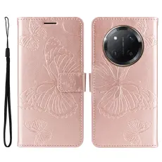 Honor Magic7 Lite Fodral Med Fj&auml;ril Tryck Ros&eacute;guld