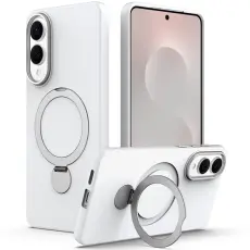 Samsung Galaxy S25 Edge Skal MagSafe Kickstand Hybrid Vit