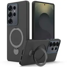 Samsung Galaxy S24 Ultra Skal MagSafe Kickstand Hybrid Svart