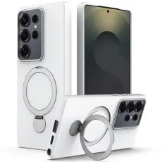 Samsung Galaxy S24 Ultra Skal MagSafe Kickstand Hybrid Vit
