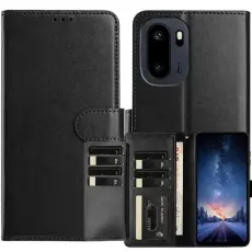 OnePlus 15R Fodral Multifunktionellt L&auml;der Svart