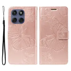 Motorola Edge 60/60 Pro/60 Fusion Fodral Fj&auml;ril Tryck Ros&eacute;guld