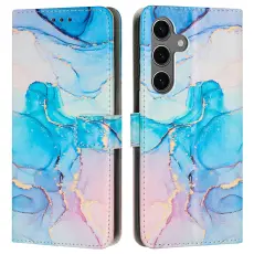 Samsung Galaxy A26/A17/A16 Fodral L&auml;der Marmor Rosa / Gr&ouml;n