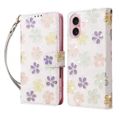 iPhone 17 Fodral RFID L&auml;der F&auml;rgglada Blommor
