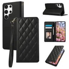 Samsung Galaxy S26 Ultra Fodral RFID Rhombus L&auml;der Svart