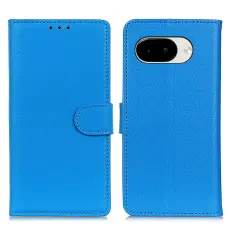 Google Pixel 10a Fodral Litchi L&auml;der Bl&aring;