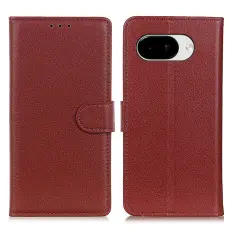 Google Pixel 10a Fodral Litchi L&auml;der Brun