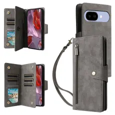 Google Pixel 10a Fodral Med Kortfack L&auml;der Gr&aring;