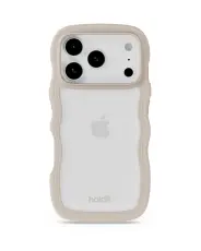 holdit iPhone 17 Pro Mobilskal Wavy Light Beige/Transparent