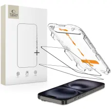 Tech-Protect iPhone 16/15 2-PACK Sk&auml;rmskydd QuickSet+ H&auml;rdat Glas