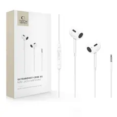 Tech-Protect In-Ear Hörlurar 3.5 mm AUX UltraBoost Vit